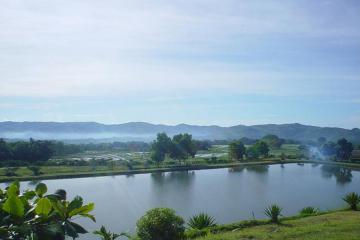 The artificial pond that serves as water reservoir of the training center.